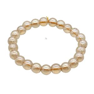 Champagne Crystal Glass Bracelet Stretchy Smooth Round, approx 8mm dia