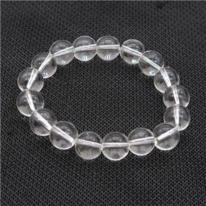 Clear Crystal Glass Bracelet Stretchy Smooth Round, approx 10mm dia