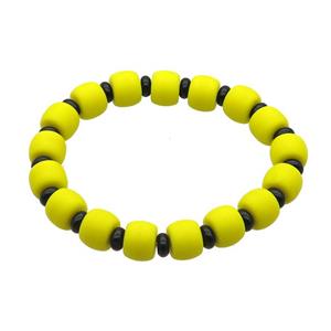 Yellow Jadeite Glass Bracelet Stretchy Rondelle, approx 10mm