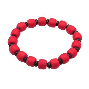 Red Jadeite Glass Bracelet Stretchy Rondelle, approx 10mm