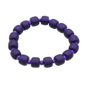 Purple Jadeite Glass Bracelet Stretchy Rondelle, approx 10mm