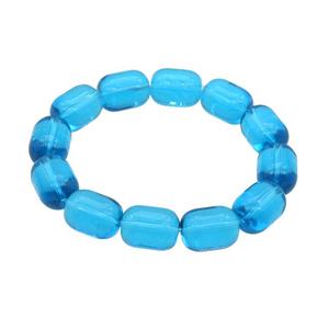 Blue Crystal Glass Bracelet Stretchy Barrel, approx 11.5-15mm