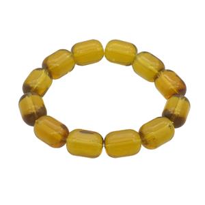 Yellow Crystal Glass Bracelet Stretchy Barrel, approx 11.5-15mm