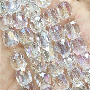 Clear Crystal Glass Beads Faceted Barrel, approx 10mm, 50pcs per st