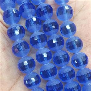 Round Blue Crystal Glass Beads Matte Faceted, approx 10mm dia