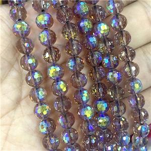 Crystal Glass Beads Faceted Round AB-Color, approx 10mm dia, 40pcs per st