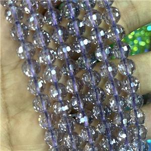 Crystal Glass Beads Faceted Round Purple, approx 10mm dia, 40pcs per st