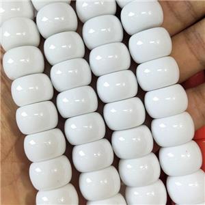 White Resin Rondelle Beads Smooth, approx 12-17mm