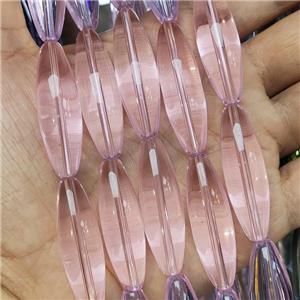 Pink Crystal Glass Rice Beads, approx 12-40mm