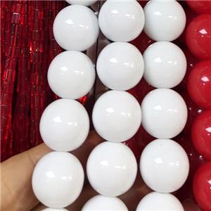 White Resin Beads Smooth Round, approx 20mm dia