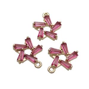 Copper Flower Connector Pave Pink Crystal Glass Gold Plated, approx 12mm