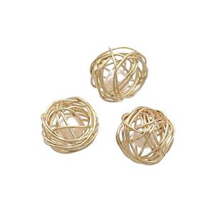 Copper Wire Ball Pendant With Plastic Gold Plated, approx 8-9mm