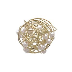 Copper Wire Ball Pendant With Plastic Gold Plated, approx 18mm