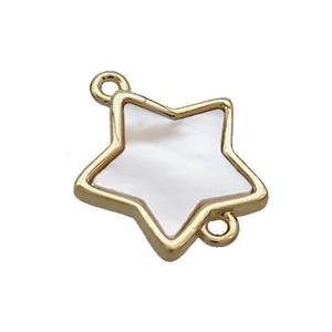 Copper Star Connector Pave Shell Gold Plated, approx 15mm
