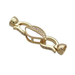 Copper Clasp Pave Shell Zircon Gold Plated, approx 10-18mm, 8-14mm