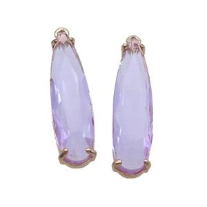 Purple Crystal Glass Teardrop Pendant, approx 8-30mm