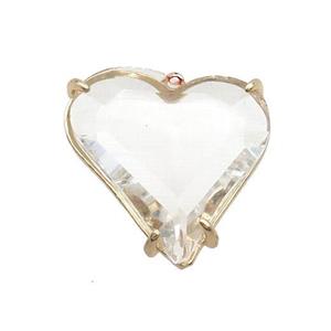 Clear Crystal Glass Heart Pendant, approx 26-28mm