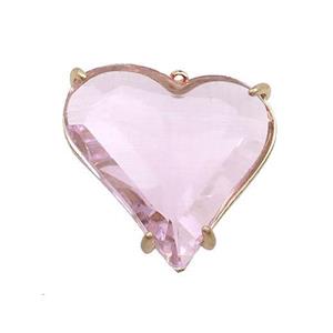 Pink Crystal Glass Heart Pendant, approx 26-28mm