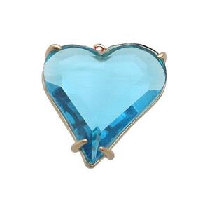 Blue Crystal Glass Heart Pendant, approx 26-28mm