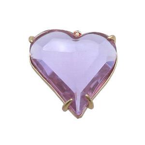 Purple Crystal Glass Heart Pendant, approx 26-28mm