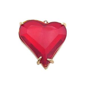 Red Crystal Glass Heart Pendant, approx 26-28mm