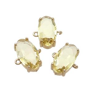 Copper Oval Connector Pave Yellow Crystal Glass Gold Plated, approx 10-18mm