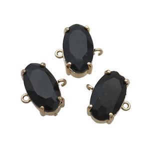 Copper Oval Connector Pave Black Crystal Glass Gold Plated, approx 10-18mm