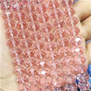Peach Crystal Glass Faceted Rondelle, approx 12mm, 72pcs per st