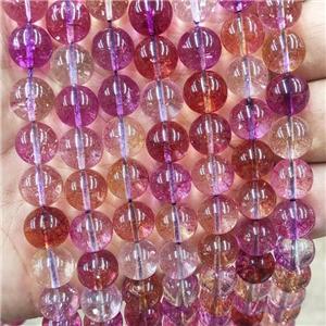 Crystal Glass Beads Smooth Round Redpurple, approx 8mm dia