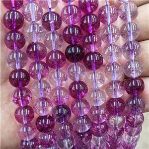 Purple Crystal Glass Beads Smooth Round, approx 10mm dia