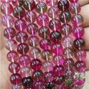 Crystal Glass Beads Smooth Round Hotpink, approx 8mm dia