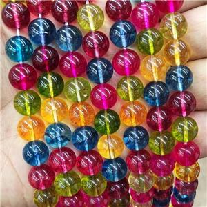 Crystal Glass Beads Smooth Round Mixed Color, approx 10mm dia