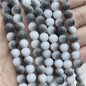 Ceramic Glass Beads Smooth Round Black White, approx 8mm dia