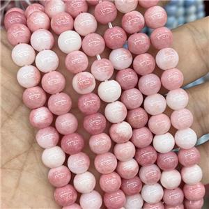Ceramic Glass Beads Smooth Round Pink, approx 8mm dia