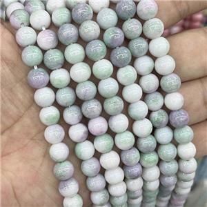 Ceramic Glass Beads Smooth Round Green, approx 8mm dia