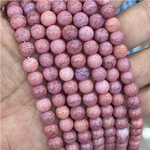 Ceramic Glass Beads Smooth Round Pink, approx 8mm dia