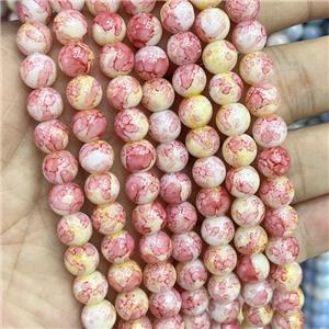 Glass Beads Smooth Round Pink, approx 8mm dia