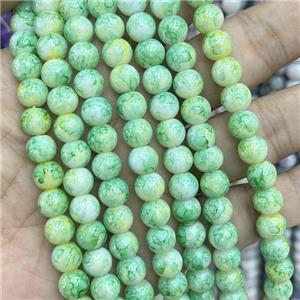 Green Glass Beads Smooth Round, approx 8mm dia