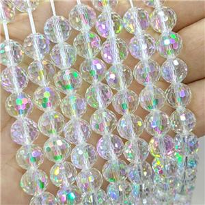 Chinese Crystal Glass Beads Clear Electroplated Faceted Round, approx 10mm