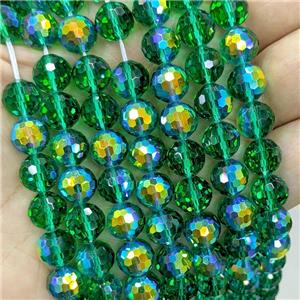 Green Chinese Crystal Glass Beads Electroplated Faceted Round, approx 10mm