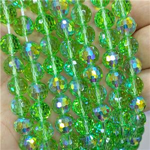 Green Chinese Crystal Glass Beads Electroplated Faceted Round, approx 8mm