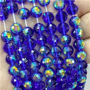 Darkblue Chinese Crystal Glass Beads Electroplated Faceted Round, approx 10mm