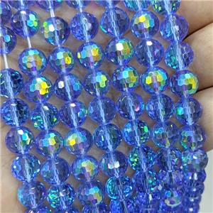 Blue Chinese Crystal Glass Beads Electroplated Faceted Round, approx 10mm