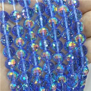 Blue Chinese Crystal Glass Beads Electroplated Faceted Round, approx 6mm