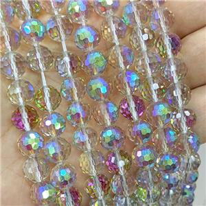 Chinese Crystal Glass Beads Electroplated Faceted Round, approx 8mm