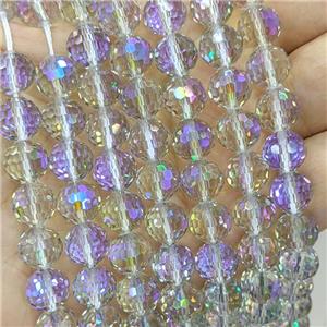 Chinese Crystal Glass Beads Electroplated Faceted Round, approx 6mm