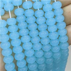 Jadeite Glass Beads Blue Dye Smooth Rondelle, approx 10mm