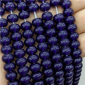 Jadeite Glass Beads Darkpurple Dye Smooth Rondelle, approx 10mm