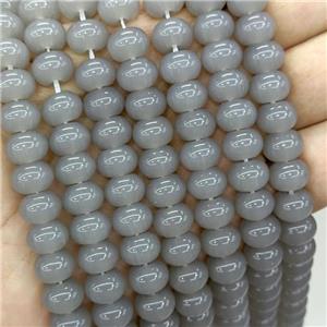 Jadeite Glass Beads Gray Dye Smooth Rondelle, approx 10mm
