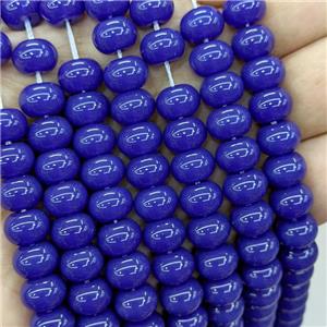 Jadeite Glass Beads Deepblue Dye Smooth Rondelle, approx 10mm